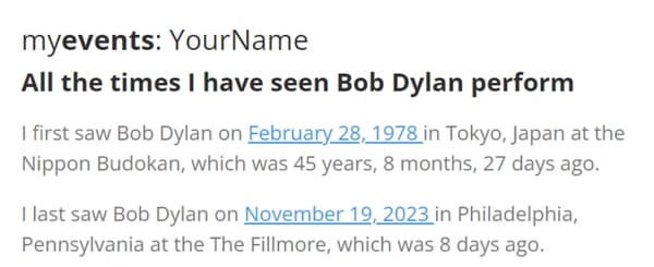Track your Bob Dylan concerts at bobserve.com
